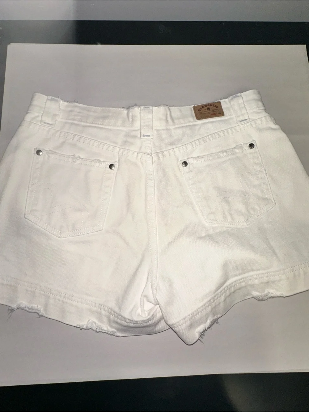 Hydraulic White Denim Distressed Shorts